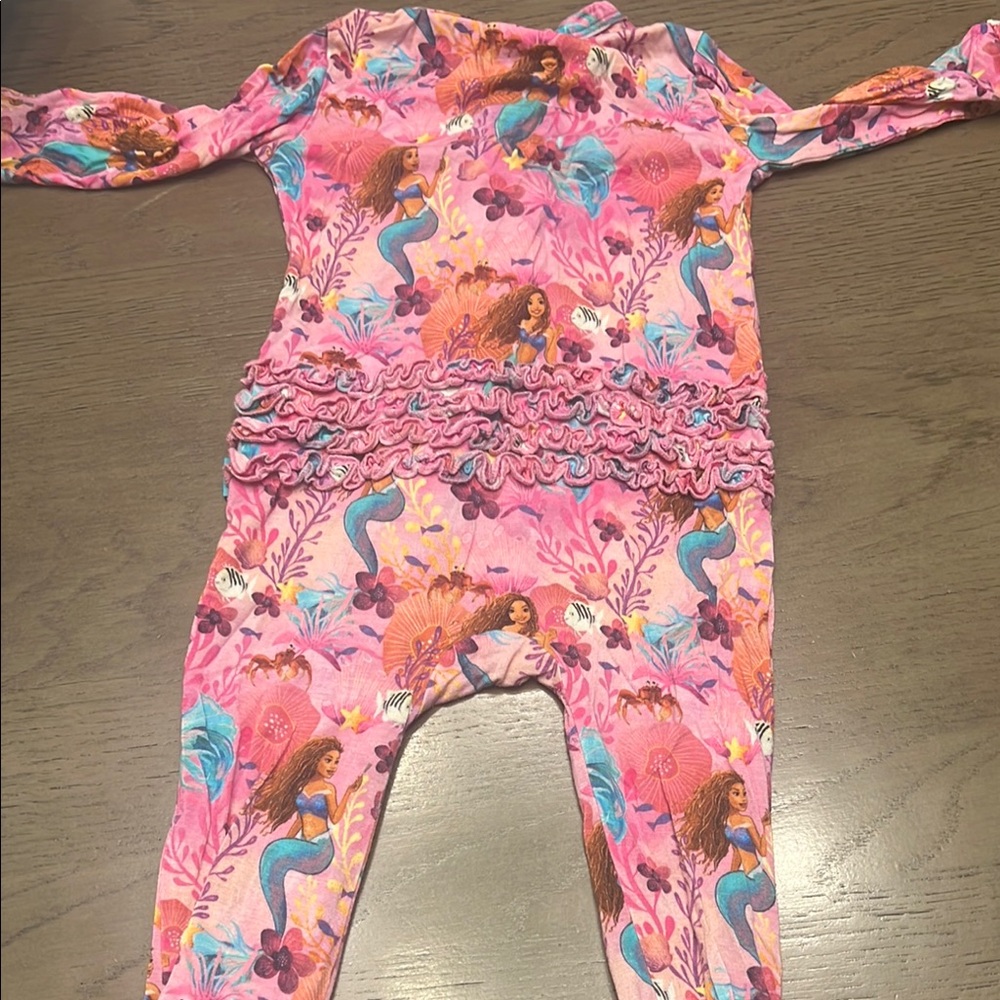 Posh Peanut Pink and Blue Floral Footies One Piece - Picture 3 of 4